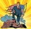 Trump Standing on Ruins with US Flag