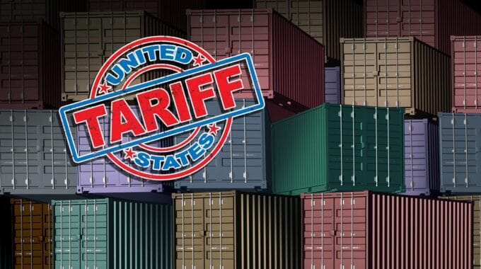 Shipping Containers with US Tariff overlay