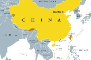 China Map Showing Claimed Regions