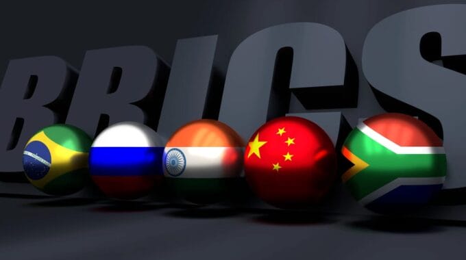 BRICS with small globes showing main countries