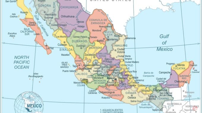 Detailed Political Map of Mexico