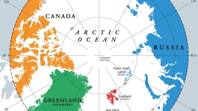 Countries with Artic Circle political map