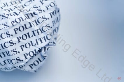 Crumpled Globe with Politics words