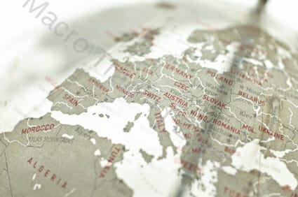 Political Map of Europe on Globe