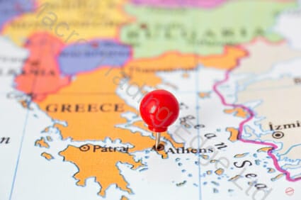 Map of Greece with focus on Athens