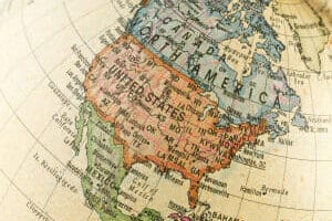 Complete Map of North America on Globe