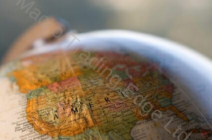 Map of US on Globe