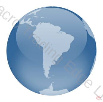 Map of South America on Globe