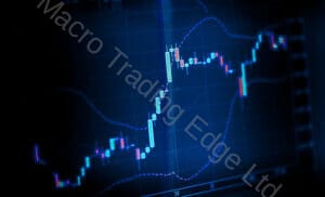 stock exchange chart graph blue toned on computer screen Stock Exchange Chart Graph in Blue Tone