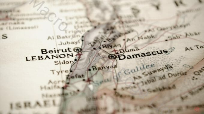 Map of Lebanon and Syria