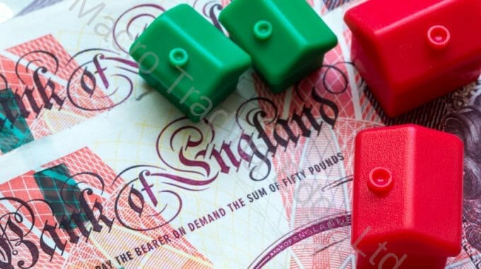 Bank of England Note with Plastic House Models